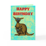 Funny kangaroo happy birthday card