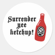 Funny Ketchup Pirate Round Sticker