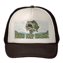 Funny Kiss My  Bass Gift Ideas for Fishermen Trucker Hat