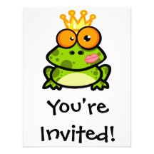 funny kissed frog prince cartoon personalized invitations