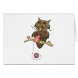 funny knitting owl cards