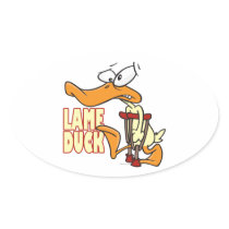funny lame duck cartoon oval stickers