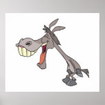 funny laughing donkey cartoon character print