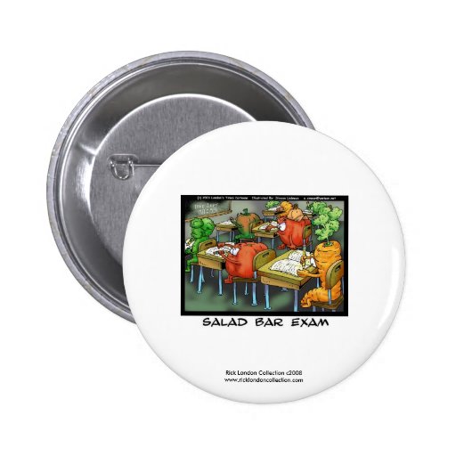Funny Lawyer Cartoon Button "Salad Bar Exam"