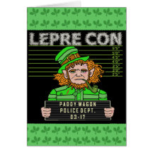 Funny Leprechaun Leprecon Mugshot Card