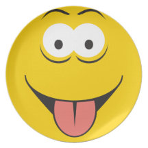 funny licking smiley face dinner plates