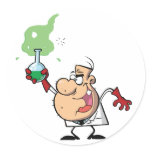 Funny Mad Scientist Holding Green Potion Stickers
