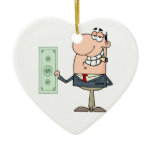funny money hungry rich businessman cartoon christmas tree ornament