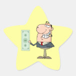 funny money hungry rich businessman cartoon star sticker