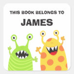 Funny monsters bookplates book stickers for kids