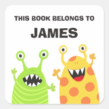 Funny monsters bookplates book stickers for kids