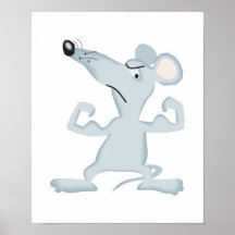funny mouse with muscles print