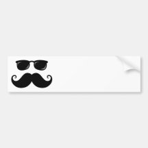 Funny moustache and sunglasses face bumper sticker