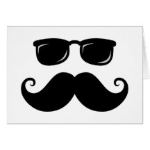 Funny moustache and sunglasses face card