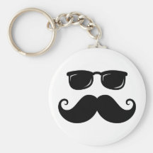 Funny moustache and sunglasses face keychains