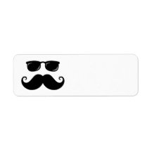 Funny moustache and sunglasses face return address label