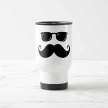 Funny moustache and sunglasses face mug