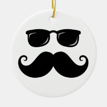 Funny moustache and sunglasses face ornaments