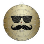 Funny Moustache and Sunglasses Gold Dartboard
