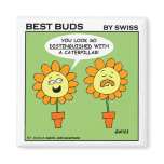 Funny Moustache Flower Cartoon Fridge Magnet