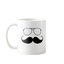 funny moustache glasses in black coffee mug