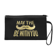 Funny Moustache - May the Stache be with you Wristlet Purses