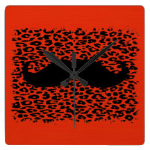Funny Moustache on red orange background