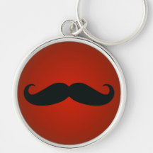 Funny Moustache On Red Premium Keychain