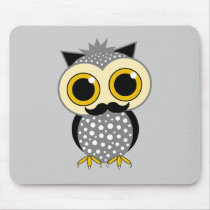 funny moustache owl mousepad