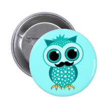 funny moustache owl pinback button