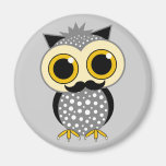 funny moustache owl refrigerator magnet