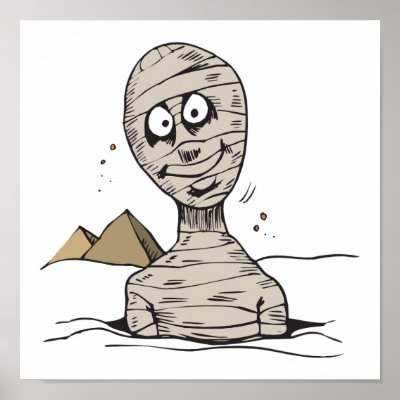 funny mummy popping out print by halloweenie