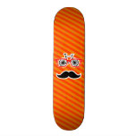 Funny Mustache with Orange Stripes Custom Skateboard