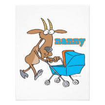 funny nanny goat pushing stroller cartoon custom announcements