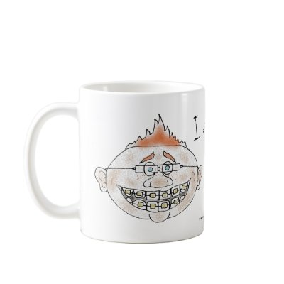 Funny nerd cartoon art mug design by vitaliy