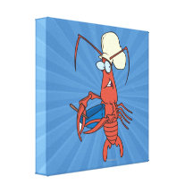 funny nervous lobster chef cooking stretched canvas prints