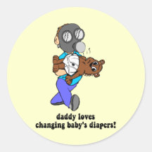 Funny new dad round sticker