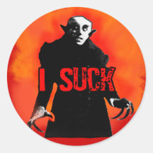 Funny Nosferatu I Suck Halloween Stickers