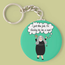 Funny Nun Cards "Got The Job!" (Gail Gabel) keychains