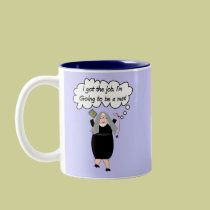 Funny Nun Cards "Got The Job!" (Gail Gabel) mugs
