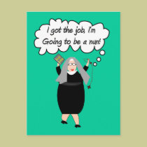 Funny Nun Cards "Got The Job!" (Gail Gabel) postcards