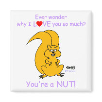 Funny Nutty Valentine Squirrel Cartoon Magnet