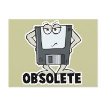 funny obsolete floppy disc postcard