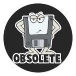 funny obsolete floppy disc round stickers