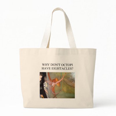 funny octopus joke tote bags by jimbuf