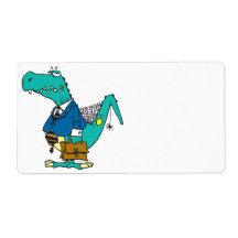 funny old dinosaur cartoon character shipping label