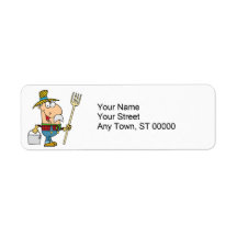 funny old macdonald farmer cartoon return address label