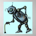 Funny old robot art poster design