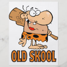funny old school skool caveman cartoon flyer