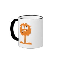 funny orange furry monster coffee mugs